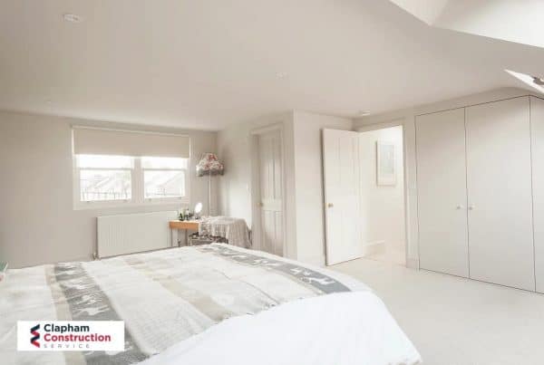 completed loft extension master bedroom all white fitted wardrobes
