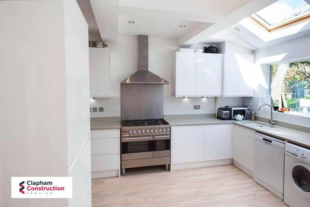 completed home extension kitchen big stove
