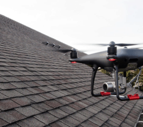 roof being inspected by a drone