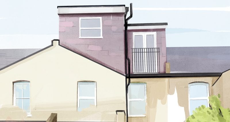 two dormers joined together in l shape