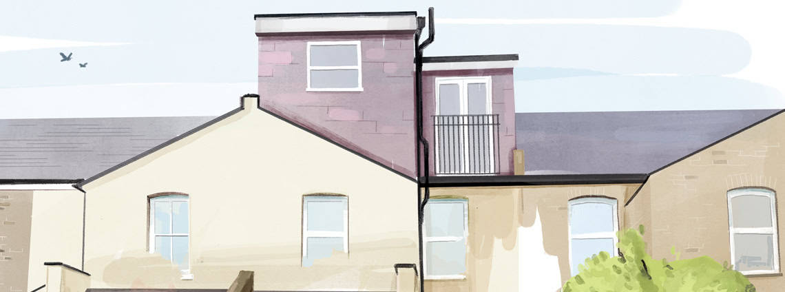 two dormers joined together in l shape